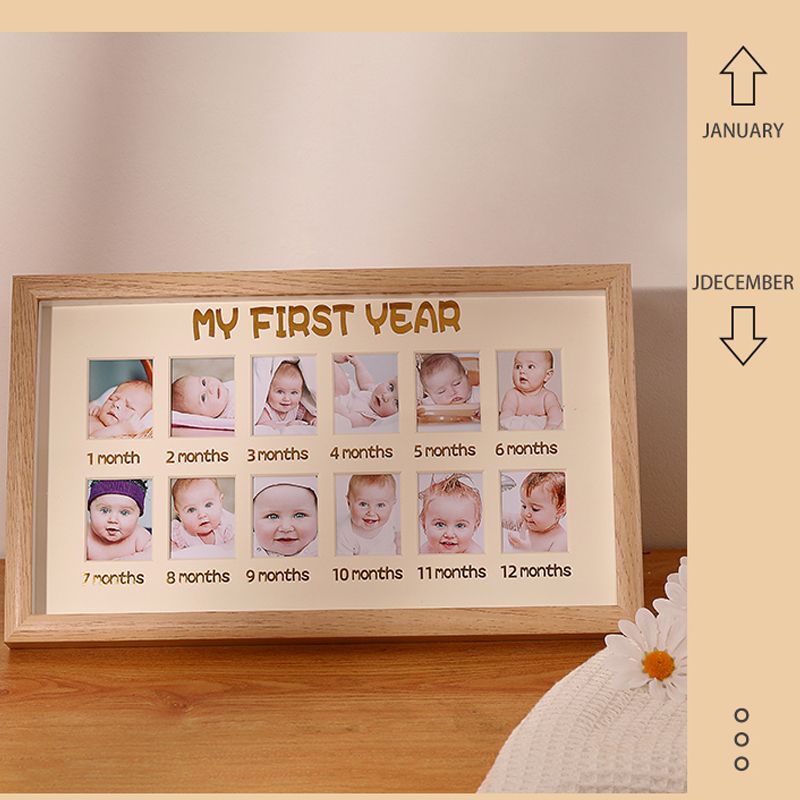 Baby Frame My First Year Photo Moments Baby Keepsake Picture Frame Nursery Decor Baby Milestone Picture Frames Apricot big image 6