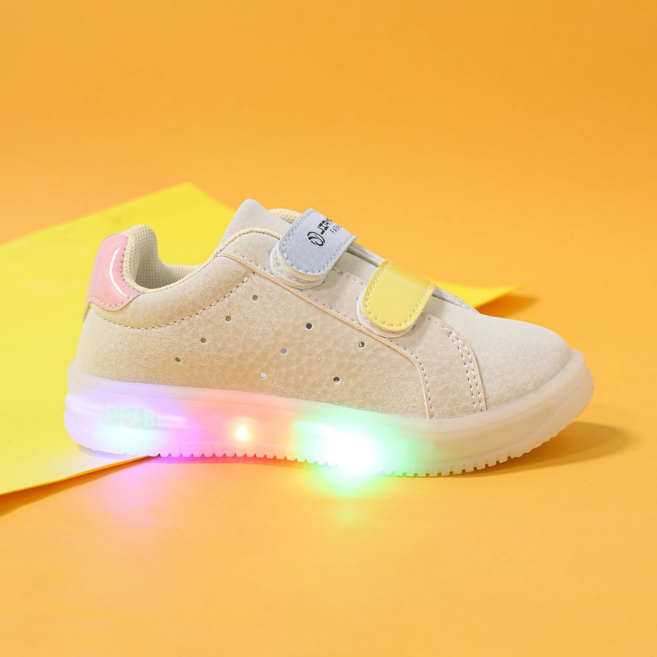Toddler Colorblock Dual Velcro LED Casual Shoes Light Pink big image 2