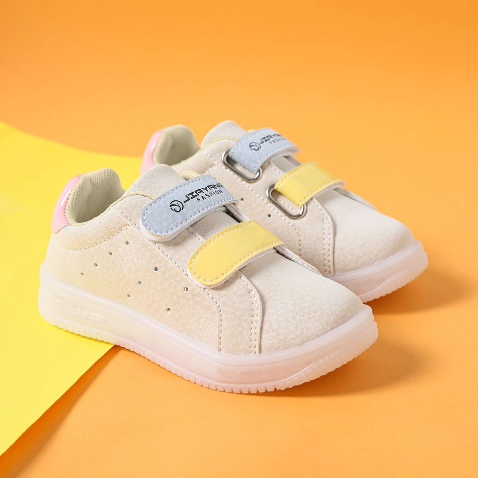 Toddler Colorblock Dual Velcro LED Casual Shoes Light Pink big image 4