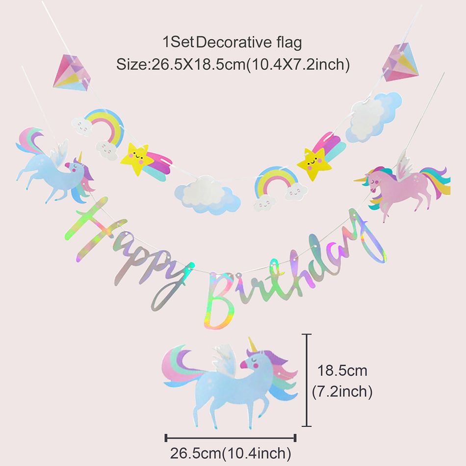 Unicorn Happy Birthday Banner Colorful Unicorn Birthday Party Decoration Supplies Props Multi-color big image 4