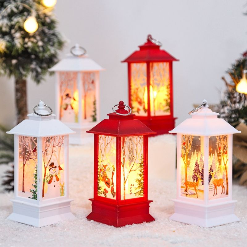 Christmas Lantern Light Candlestick Lamp Merry Christmas Decorations Christmas Tree Ornaments White big image 2