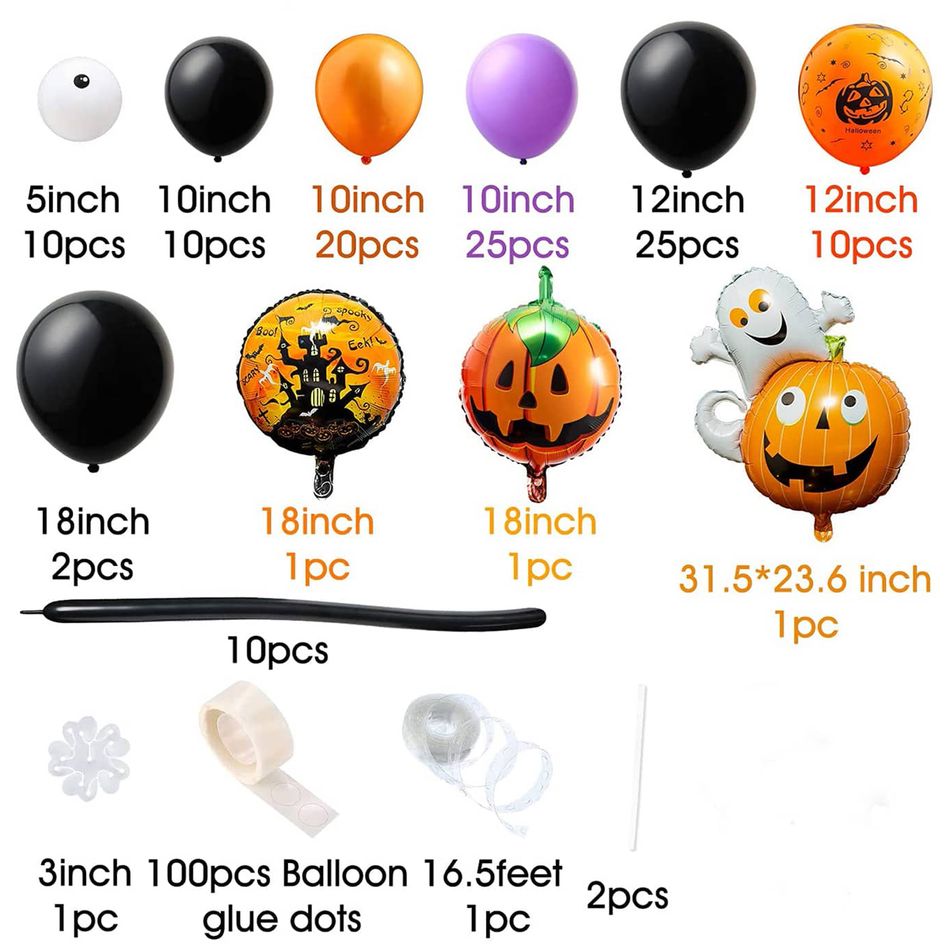 115pcs Halloween Decor Party Balloons Black Orange Purple Ghost Pumpkin Bat Balloons Halloween Party Decorations Supplies Multi-color