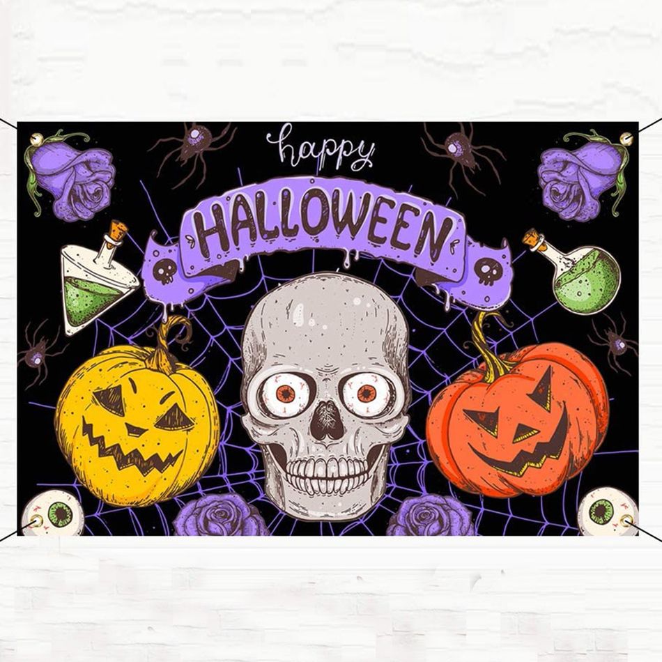 sfondo di fotografia di fondale di stoffa di decorazione di halloween per forniture per feste di decorazione di halloween Multicolore big image 2