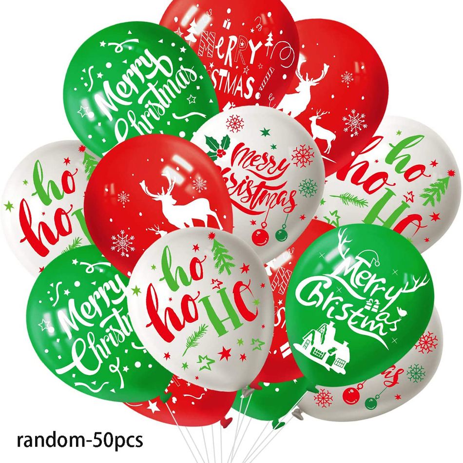 50Pcs Christmas Balloons Set 10 Inch Red Green White Balloons for Xmas Party Decorations Ornaments Multi-color