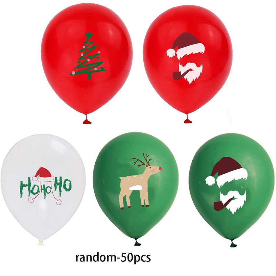 50Pcs Christmas Balloons Set 10 Inch Red Green White Balloons for Xmas Party Decorations Ornaments Color block big image 1