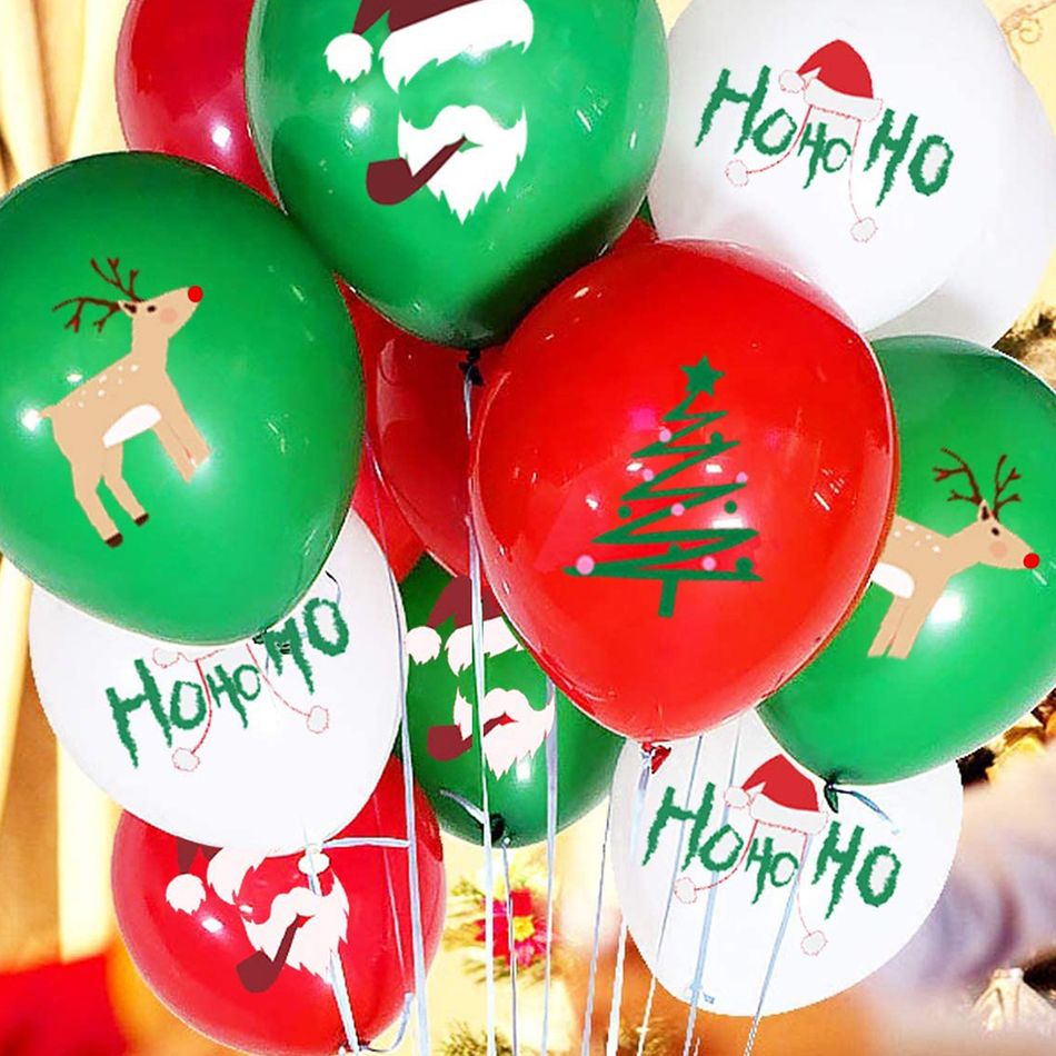 50Pcs Christmas Balloons Set 10 Inch Red Green White Balloons for Xmas Party Decorations Ornaments Color block big image 2