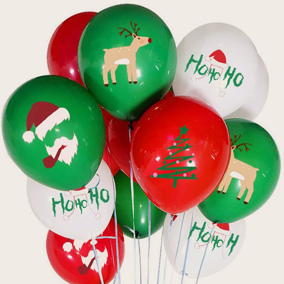 50Pcs Christmas Balloons Set 10 Inch Red Green White Balloons for Xmas Party Decorations Ornaments Color block big image 3
