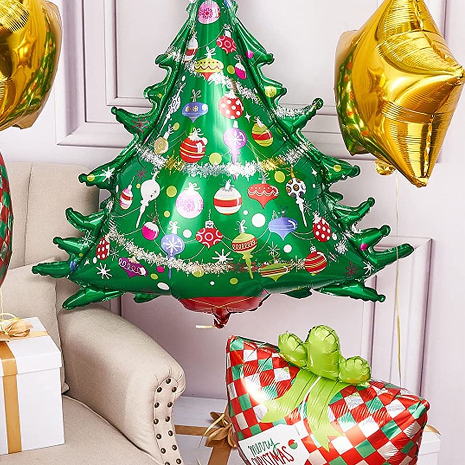 5Pcs Christmas Balloon Decorations Christmas Tree & Christmas Gift & Golden Star Shape Balloons Set Ornaments Multi-color big image 3