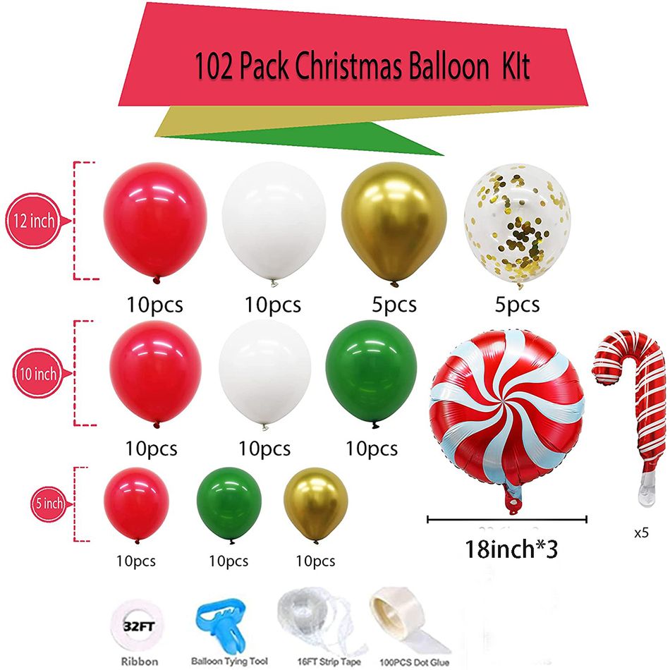 102Pcs Christmas Candy Balloons Party Decorations Candy Cane Swirl Balloons Candies Theme Party Decor Multi-color