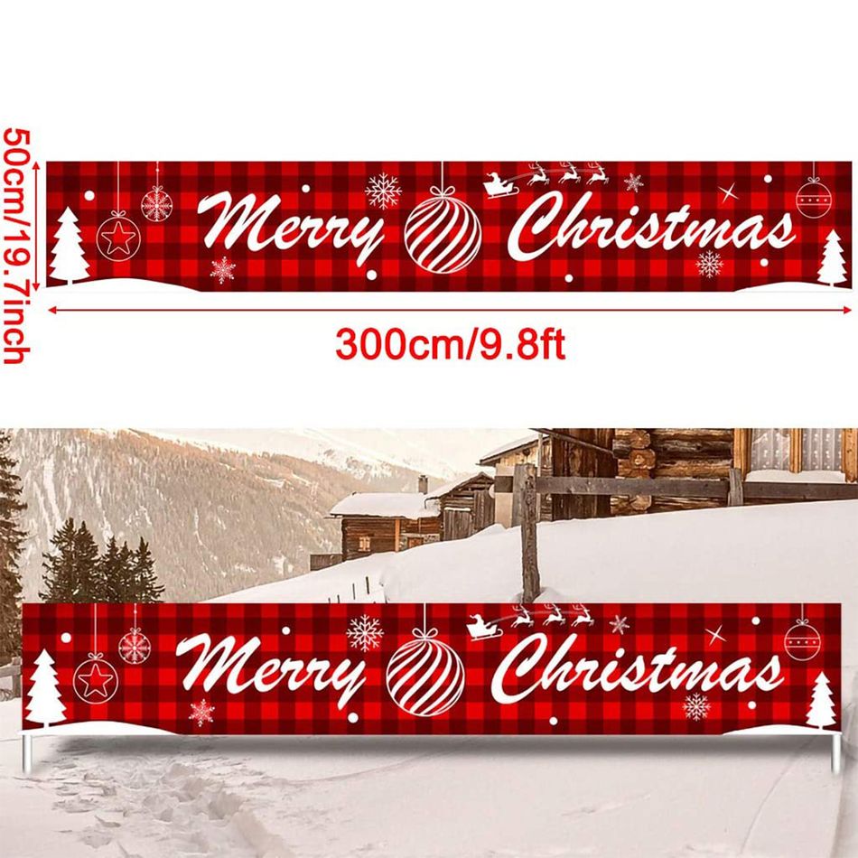 1pc Large Merry Christmas Banner Red Buffalo Plaid Xmas Sign for Outdoor Indoor Xmas Home Party Decoration Multi-color big image 1