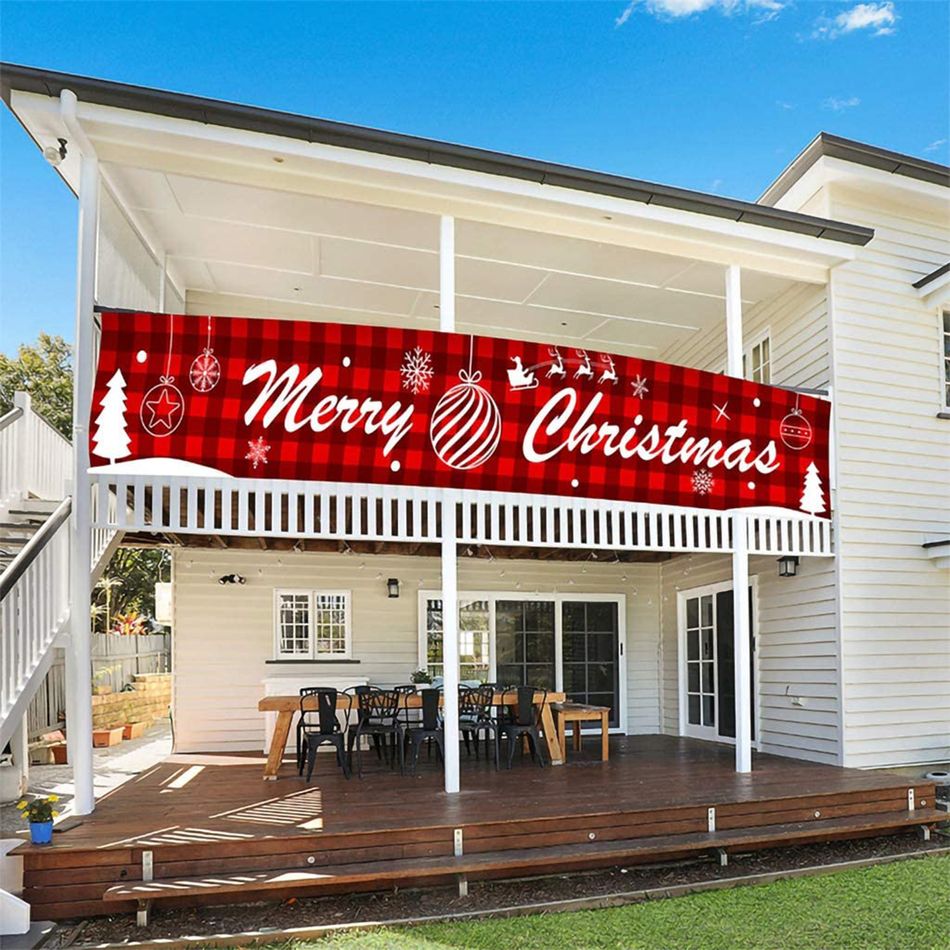 1 peça grande banner de feliz natal xadrez vermelho de búfalo sinal de natal para decoração de festa de natal interna ao ar livre Multicolorido