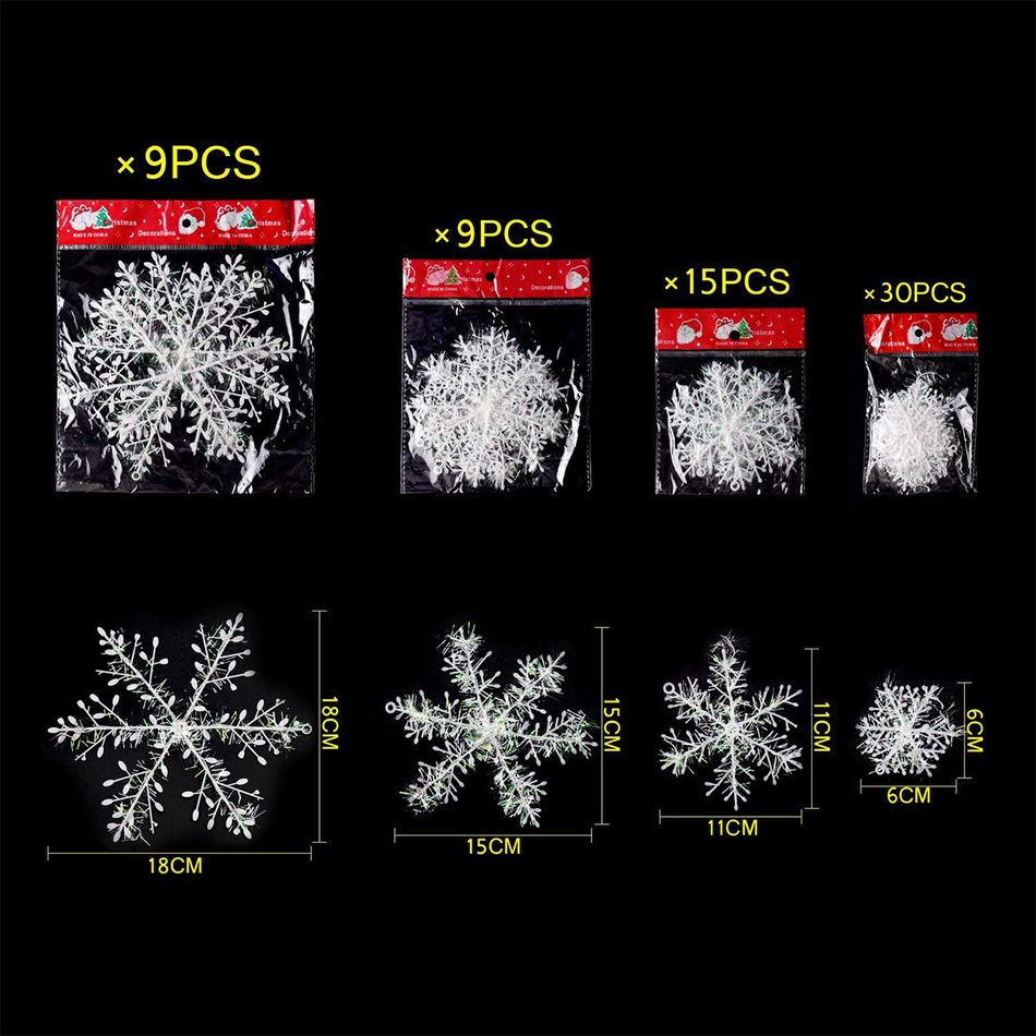 63 peças decorações penduradas de floco de neve de natal enfeites de floco de neve branco guirlanda festa de inverno país das maravilhas suprimentos de férias de natal Branco big image 1