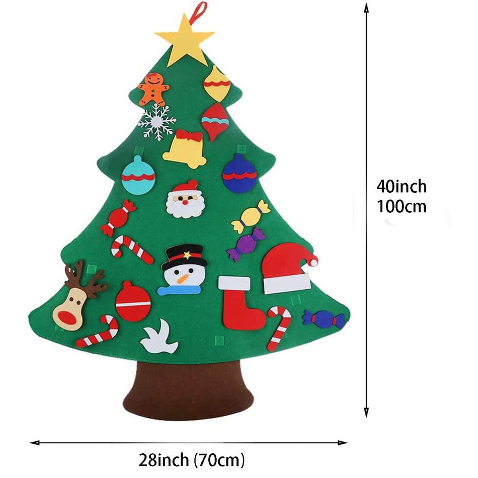 albero di natale in feltro fai da te con 27 pezzi di ornamenti staccabili per decorazioni natalizie da appendere alla parete Multicolore big image 1