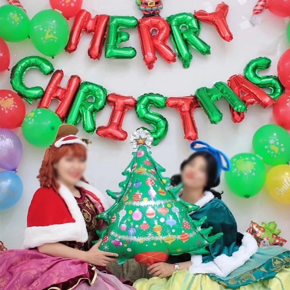 Conjunto de balões de design de slogan de natal de 16 polegadas balões de folha de alumínio decoração de festa de natal Multicolorido