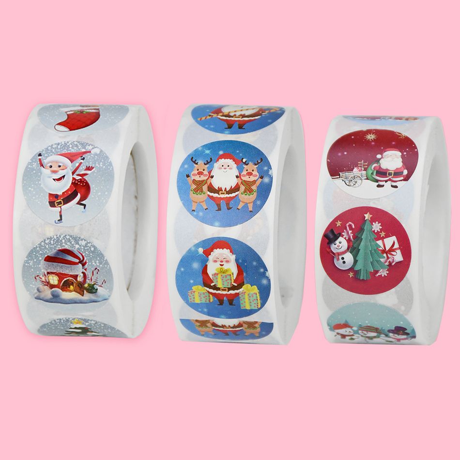 500pcs/1roll Christmas Pattern Gift Sticker Xmas Decoration Stickers Color-A big image 6