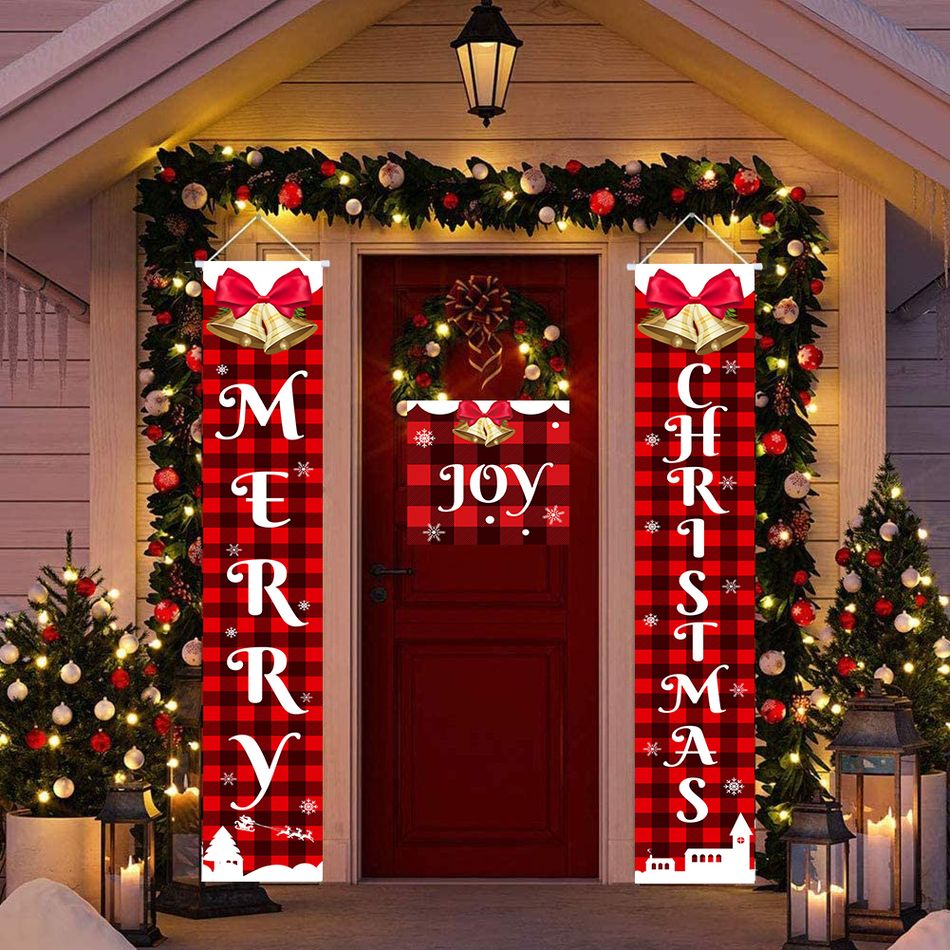 Christmas Door Decoration Porch Sign Banners Xmas Home Hanging Banner Decor (1 Couplet & 1 Banner) Multi-color big image 3