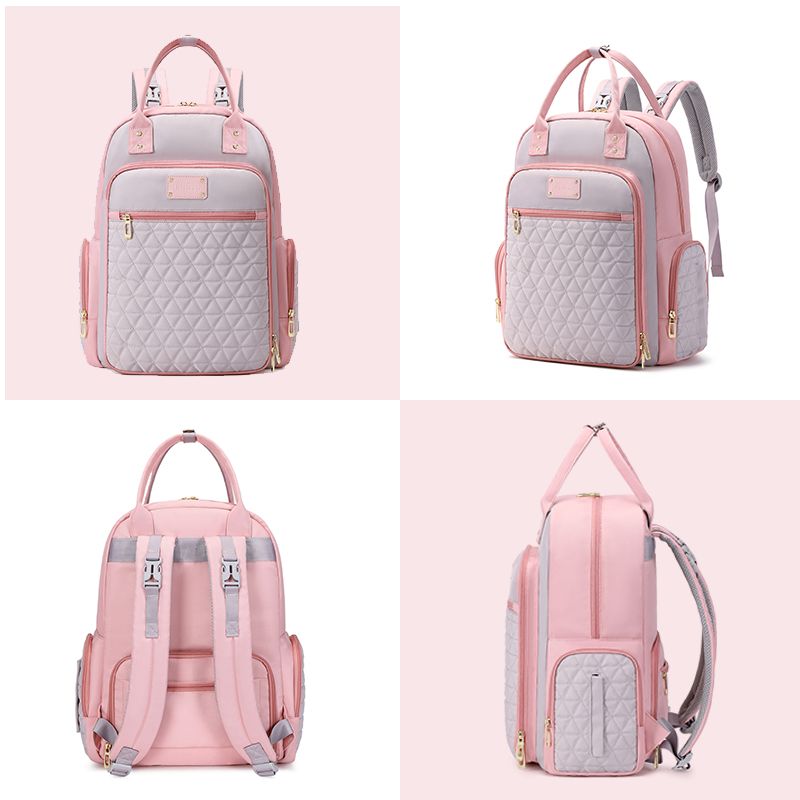 Mom Bag Diaper Bag Backpack Large Capacity Multifunction Travel Handle Back Pack with Stroller Buckle Pink big image 4