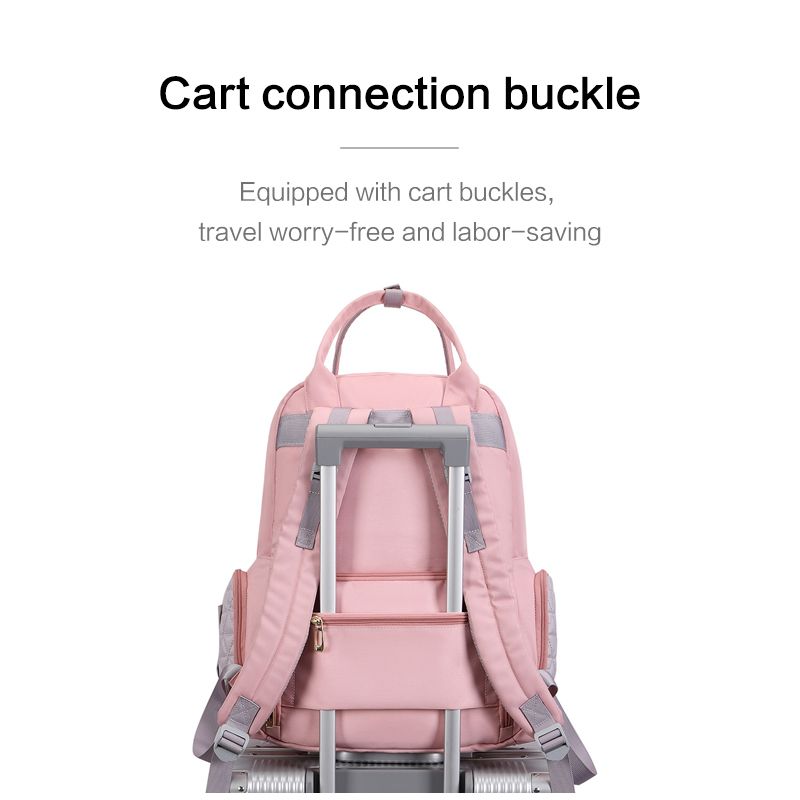 Mochila bolsa de fraldas mochila de grande capacidade multifuncional alça de viagem mochila com fivela de carrinho Rosa