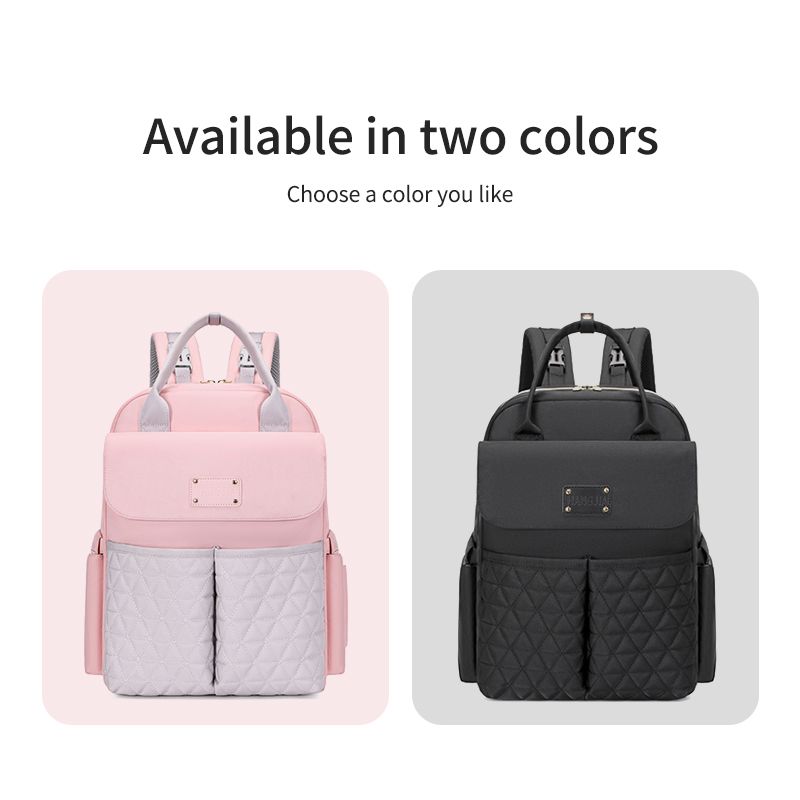 bolsa de fraldas mochila mãe bolsa multifuncional alça de viagem mochila com fivela de carrinho Rosa big image 6