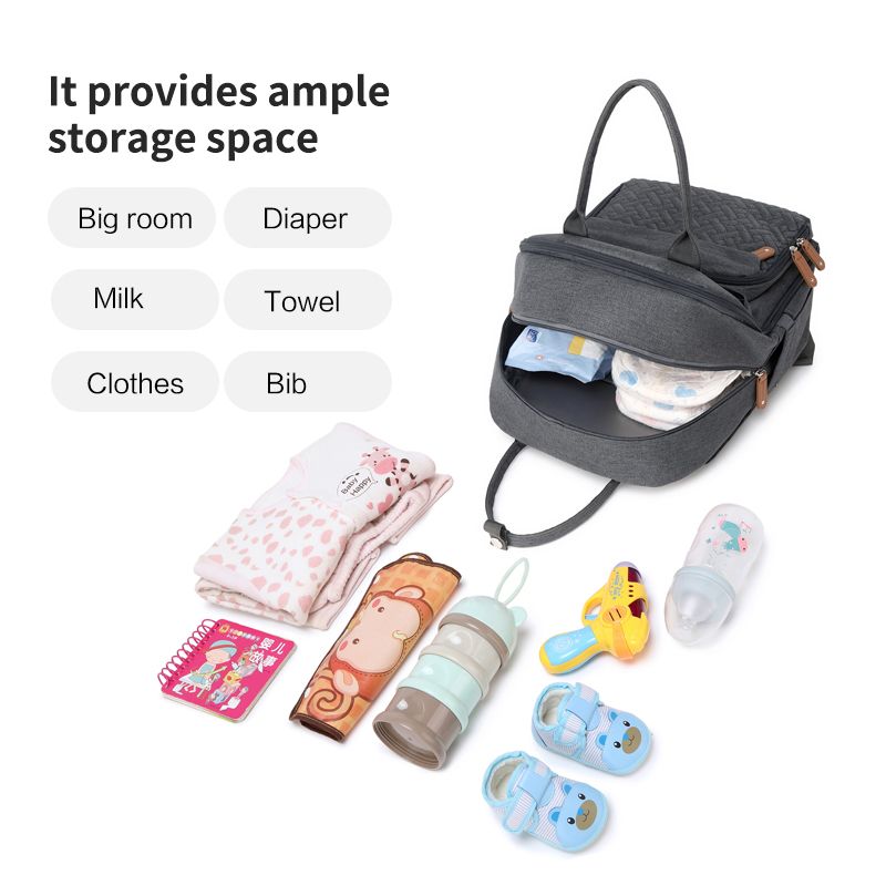 Diaper Bag Backpack Multifunction Waterproof Baby Changing Back Pack with Portable Detachable Pacifier Bag for Mom & Dad Grey big image 6