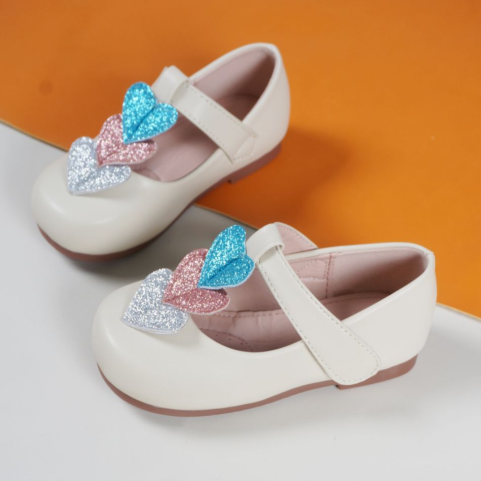 Toddler / Kid Glitter Heart Decor Flats Mary Jane Shoes Beige big image 4
