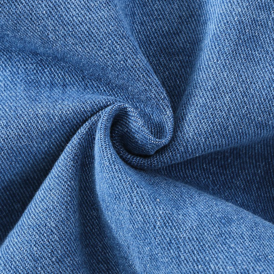 Baby Girl Floral Applique Decor Long-sleeve Denim Jacket Blue big image 6