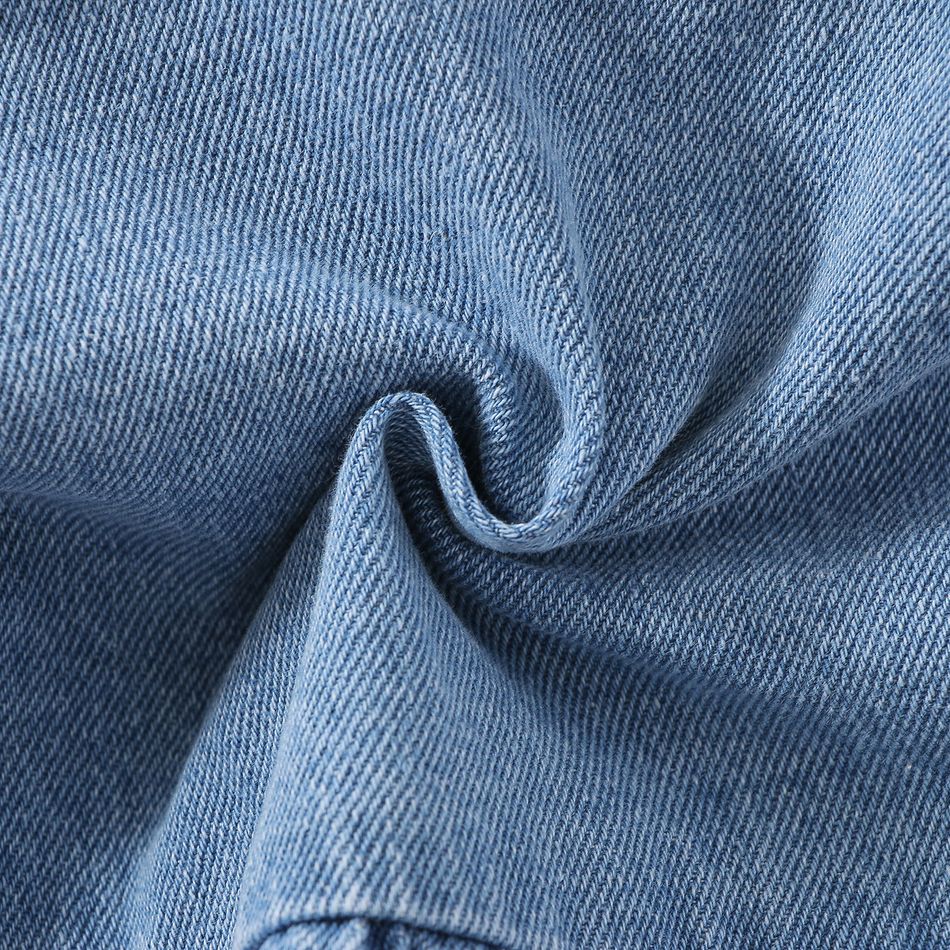 Baby Girl Button Front Blue Long-sleeve Denim Jacket Light Blue big image 6
