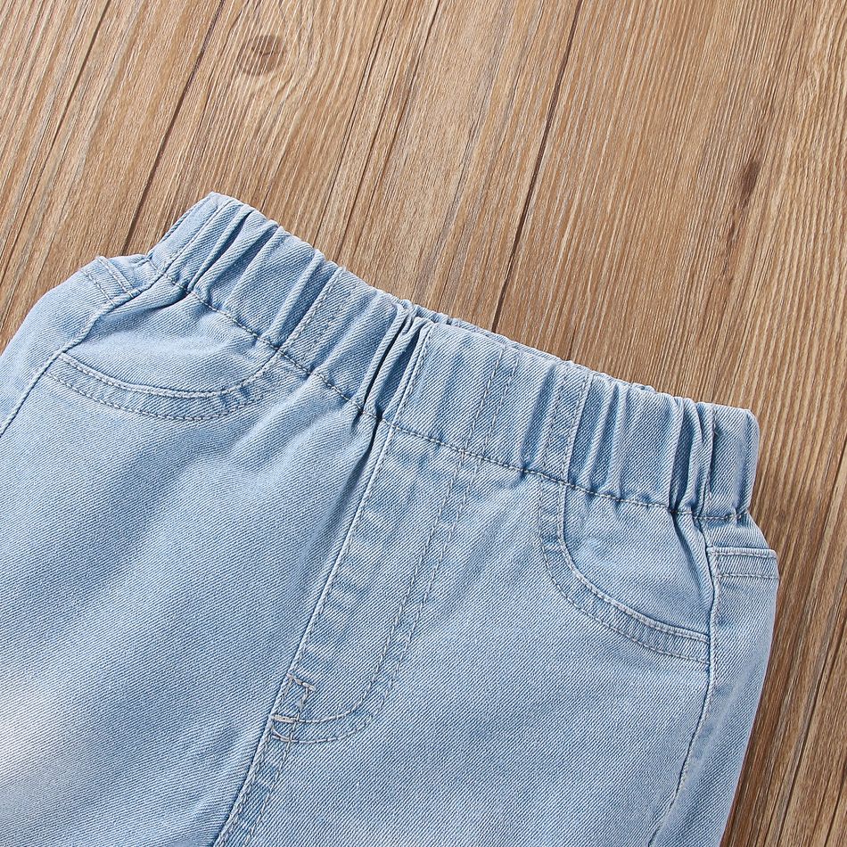 Toddler Girl Trendy Ripped Denim Slit Flared Jeans Blue big image 3