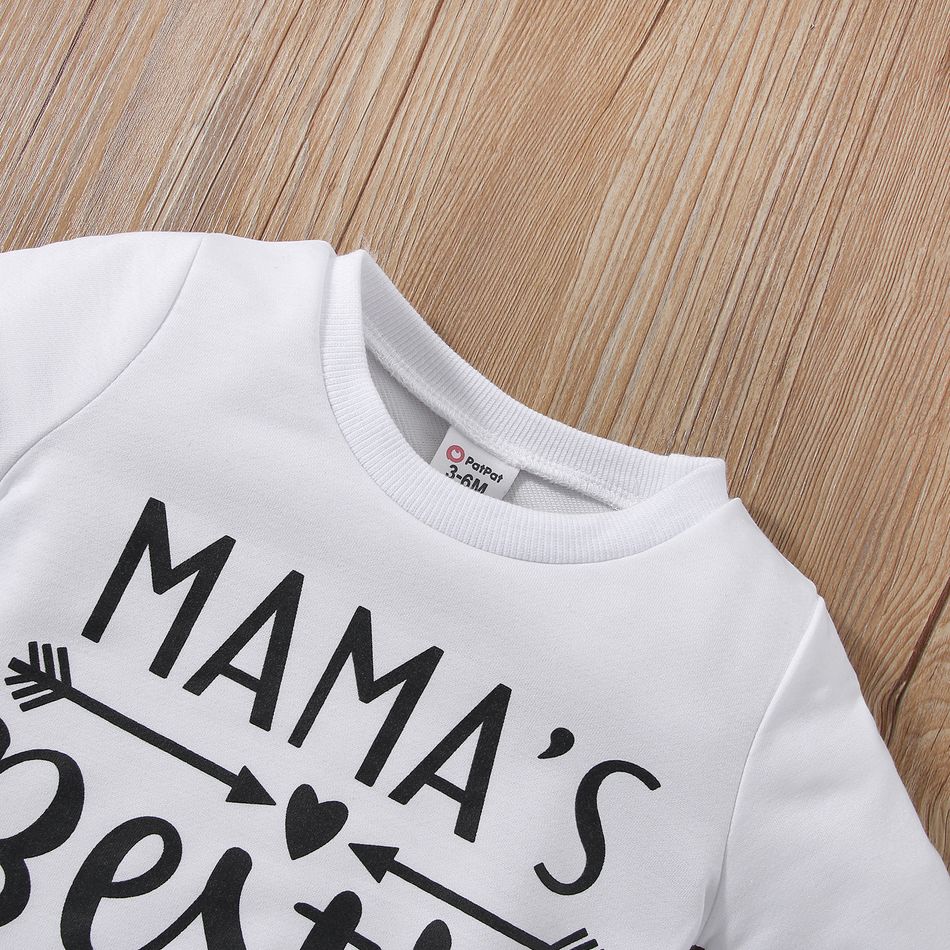 2pcs Baby Girl Letter Print Long-sleeve Sweatshirt and Ripped Jeans Set Blue big image 3