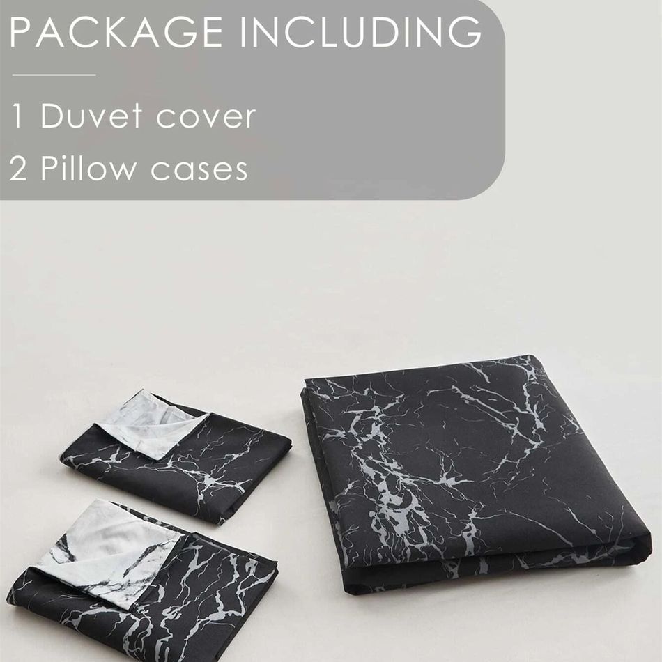 3 Piece Bedding Duvet Cover Set Black and White Marble Print Luxury Duvet Cover Set 1 Duvet Cover & 2 Pillow Cases Black/White big image 5