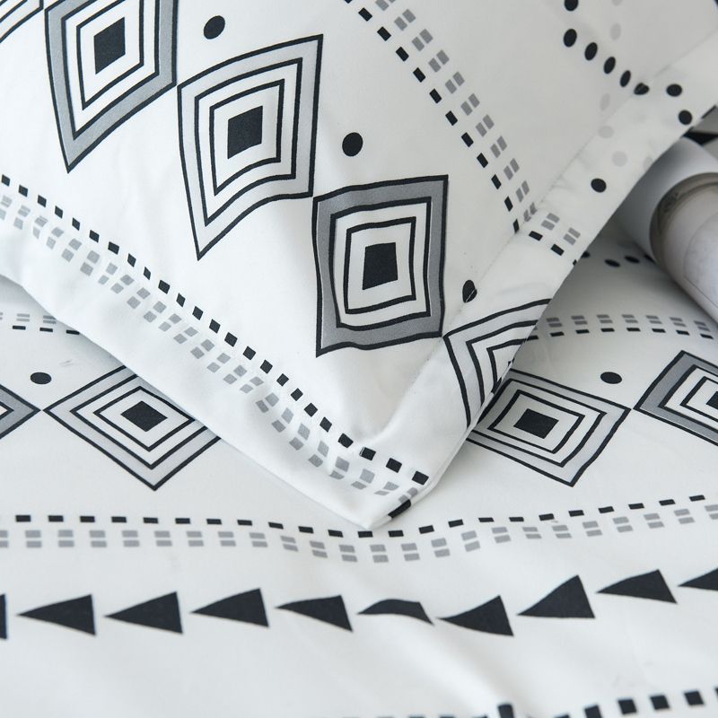 3-teiliges Boho-Chic-Bettwäsche-Set 1 Bettbezug und 2 Kissenbezüge mit geometrischem Print im Bohemian-Stil weiß big image 3