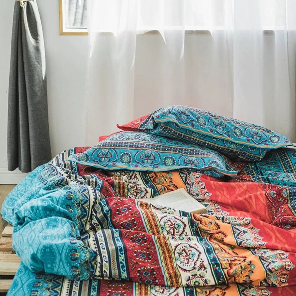 3 Piece Boho Bedding Set 1 Bohemian Design Duvet Cover & 2 Pillow Cases Multi-color big image 5