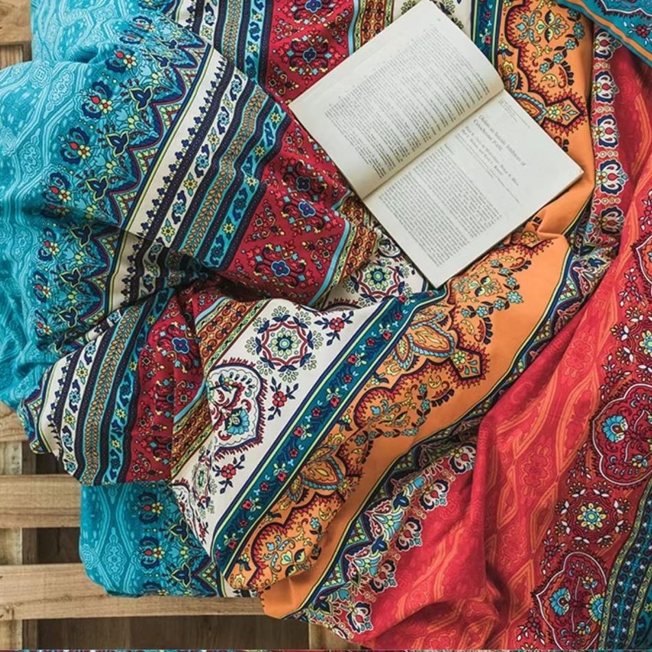 3 Piece Boho Bedding Set 1 Bohemian Design Duvet Cover & 2 Pillow Cases Multi-color big image 7