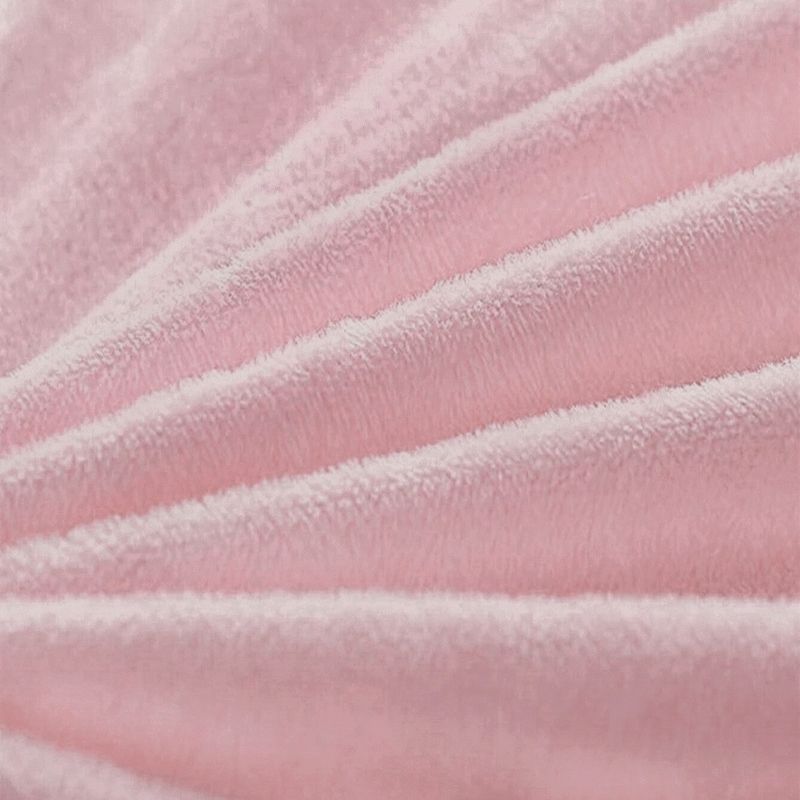 طقم سرير قطيفة متين مكون من 3 قطع وغطاء لحاف من الصوف الغامض وغطاء وسادة وردي فاتح big image 4