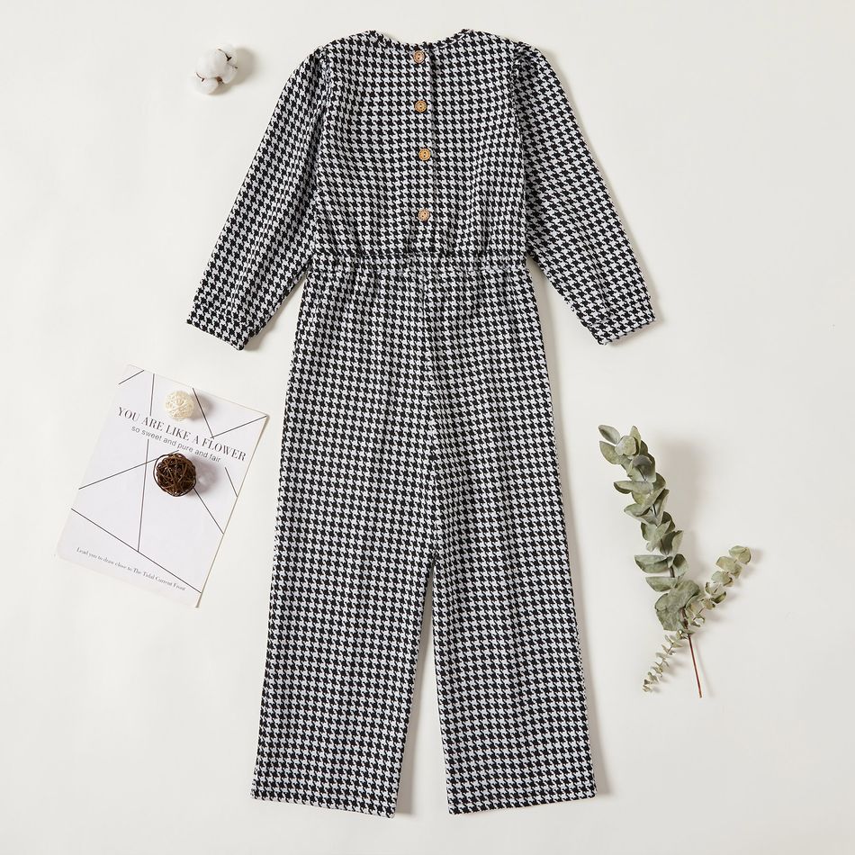 Kid Girl  Houndstooth Wide Trousers Romper Black/White big image 5