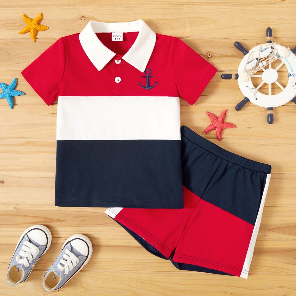 Toddler Boy Colorblock Polo shirt And Shorts Color block
