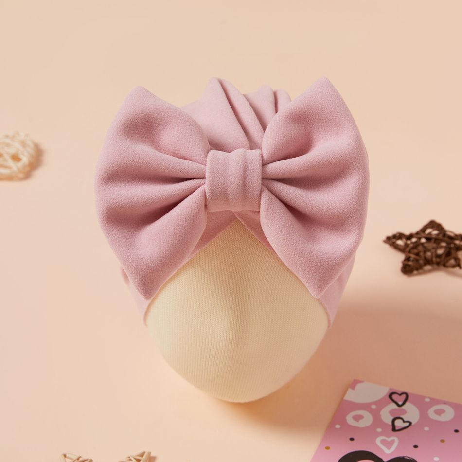 Baby Solid Bowknot Hat Light Pink big image 2