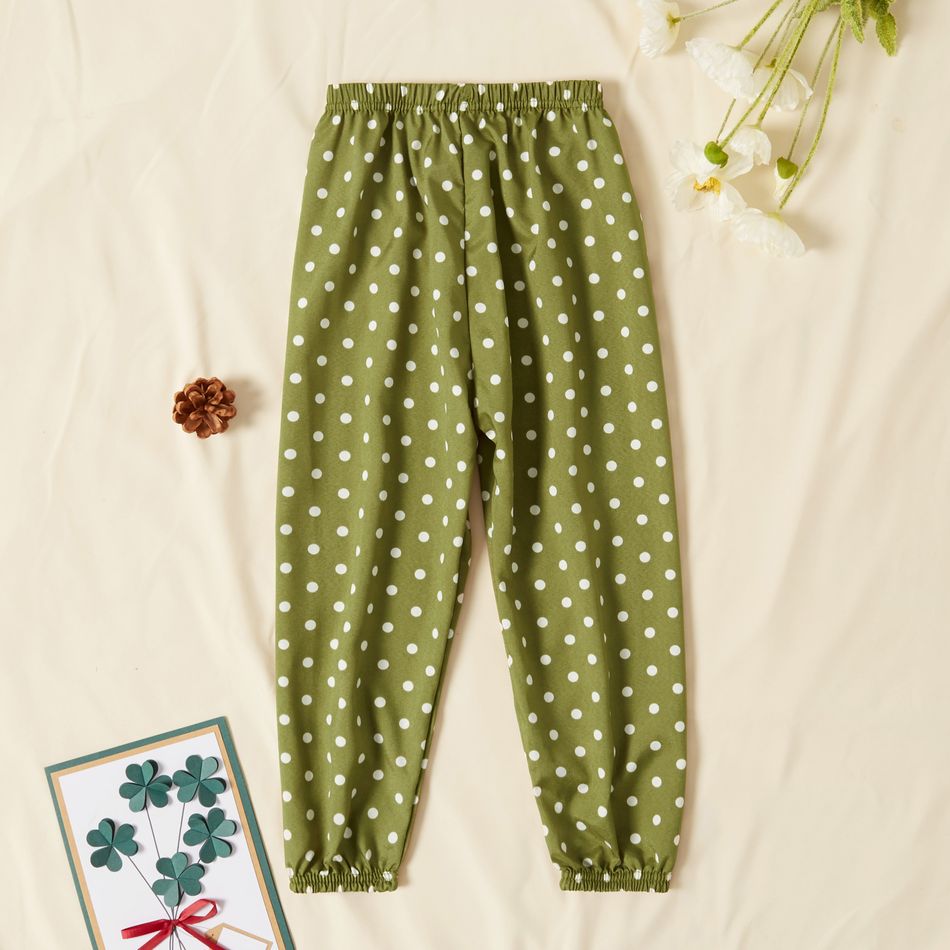 calça repelente de mosquitos de bolinhas casuais para meninas Verde Escuro big image 2