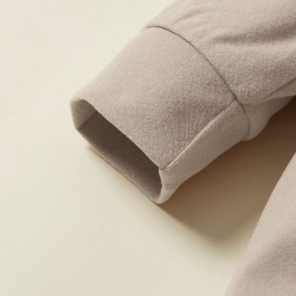 Multi Color Solid Long-sleeve Baby Jumpsuit Khaki big image 4