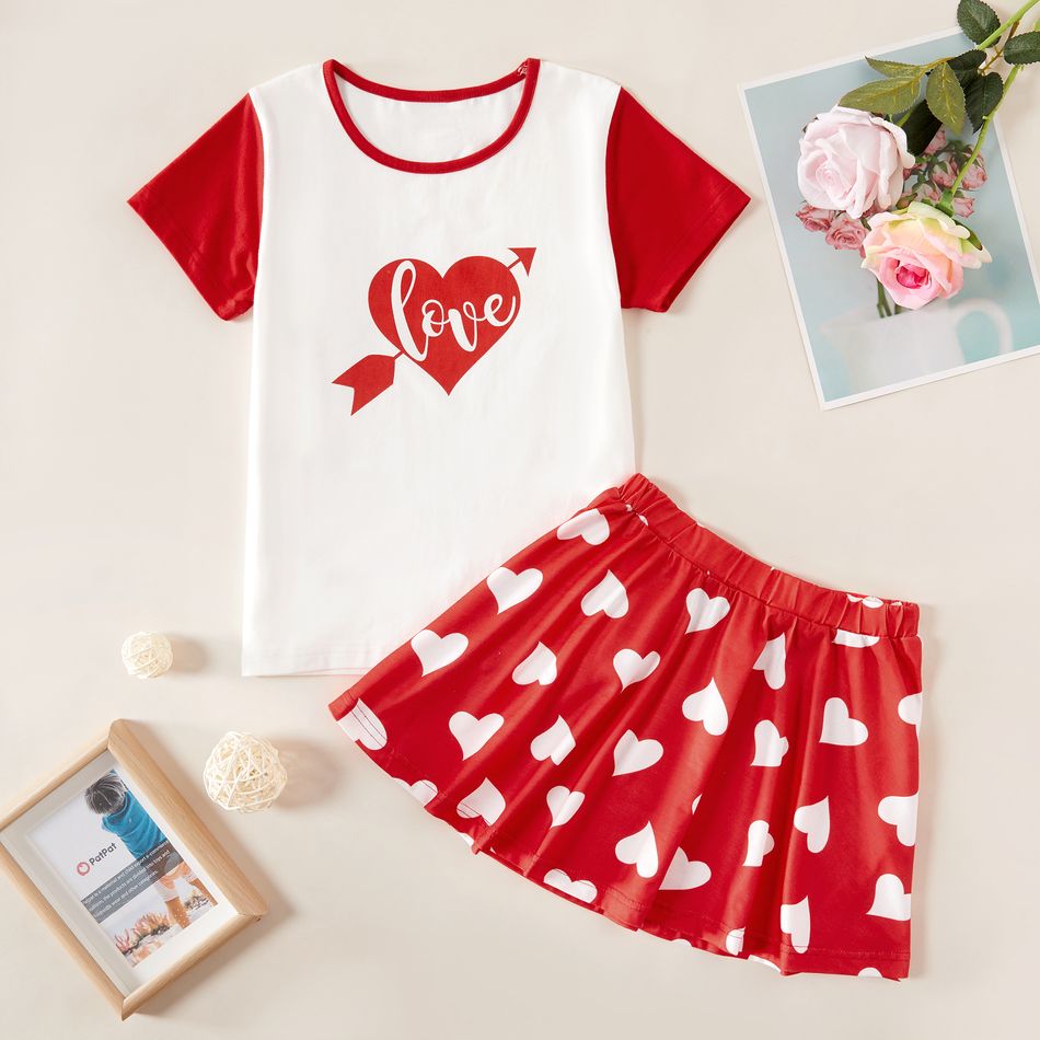 Kids Girl Love Tee and Allover Skirt Set Red