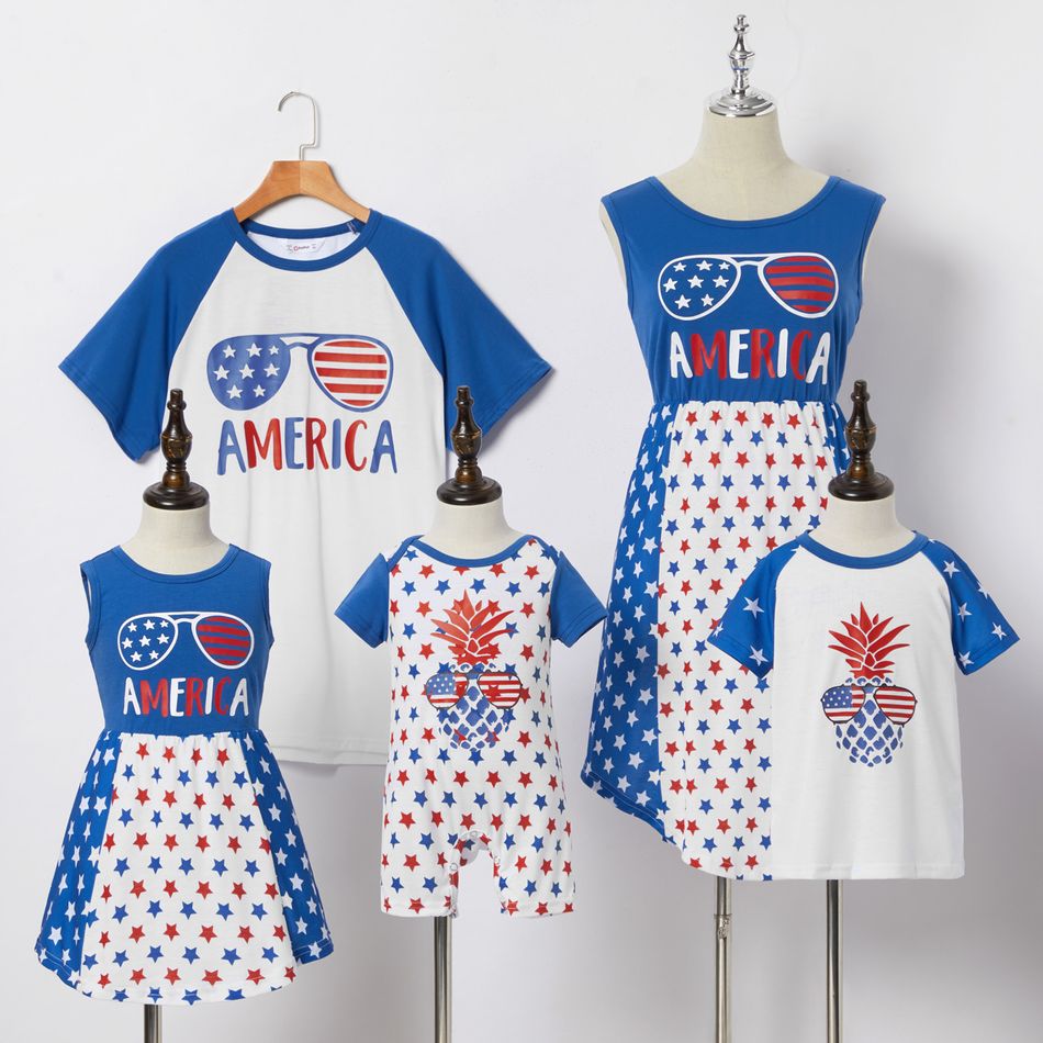 Mosaic Independence Day Star Print Family Matching Sets Dark blue/White/Red