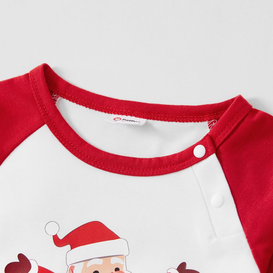 Christmas and Santa Pattern Print Raglan Long-sleeve Family Matching Sets(Flame asistant ) Red/White big image 9