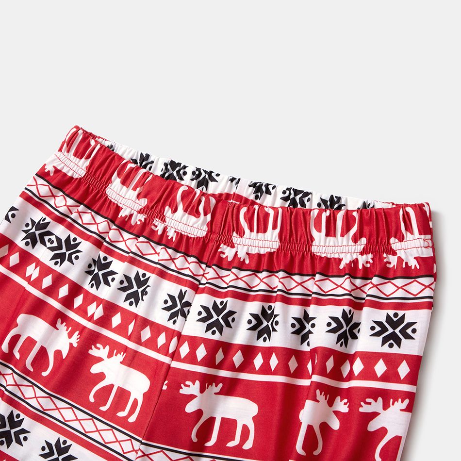 Christmas Family Reindeer Print Matching Pajamas Sets (Flame Resistant) Red big image 8