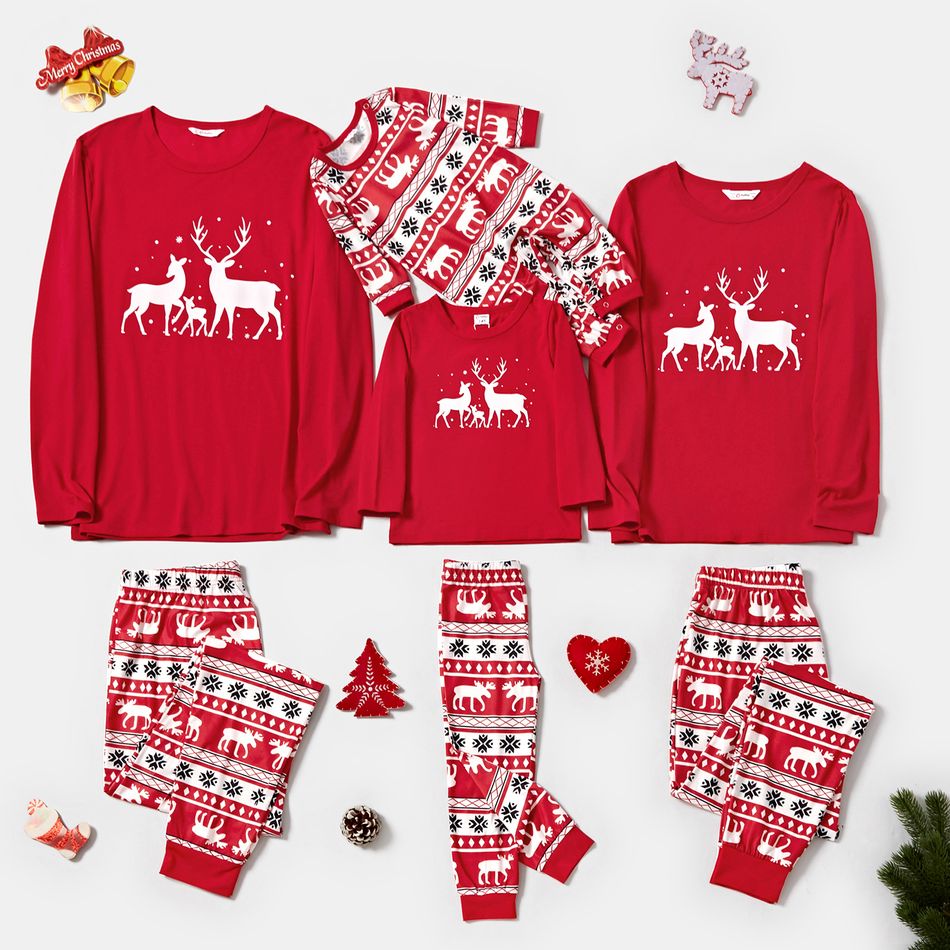 Natal Look de família Manga comprida Conjuntos de roupa para a família Pijamas (Flame Resistant) Vermelho