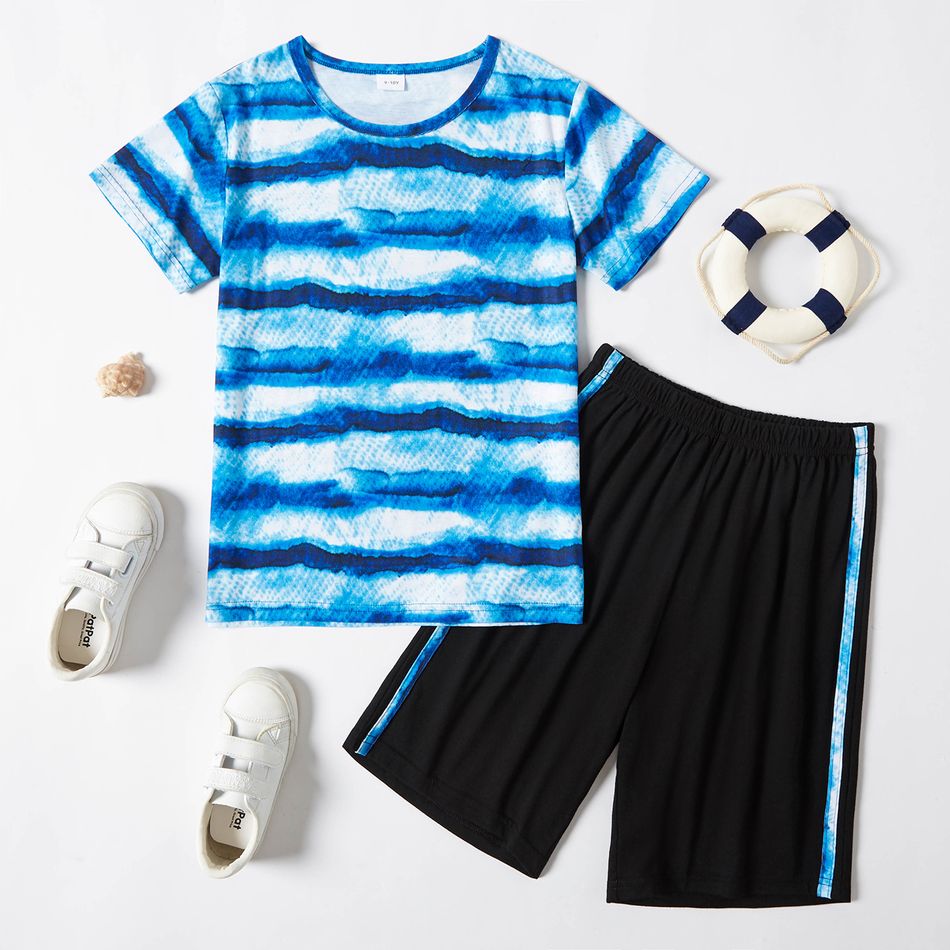 Fashionable Kid Boy Stripe Colorblock 2-piece Casual Set Multi-color