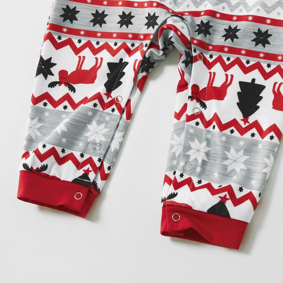 Mosaic DON'T MOOSE WITH ME Family Matching Christmas Pajamas Onesies+Hat（Flame resistant） Red big image 18