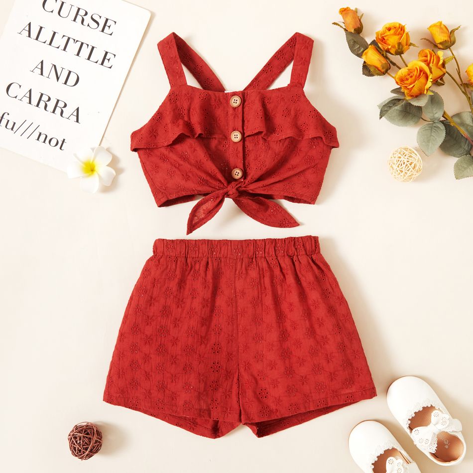 Toddler Girl Bowknot Cross Back Rompers Red
