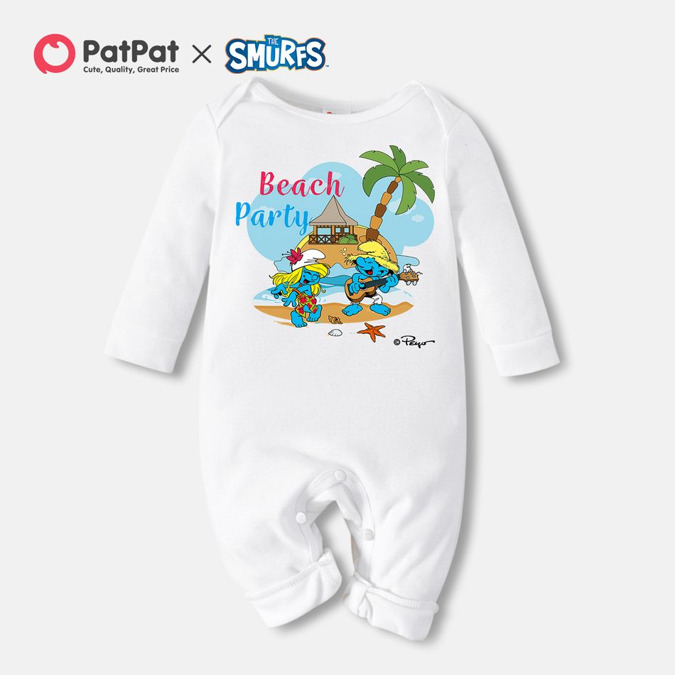 Smurfs Baby Boy/Girl Palm Beach Party Cotton Jumpsuit White