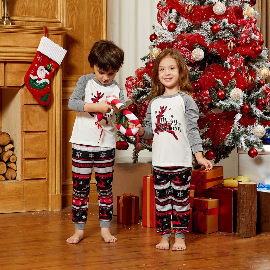 Merry Christmas Plaid Reindeer Print Family Matching Pajamas Sets (Flame Resistant) Multi-color big image 20
