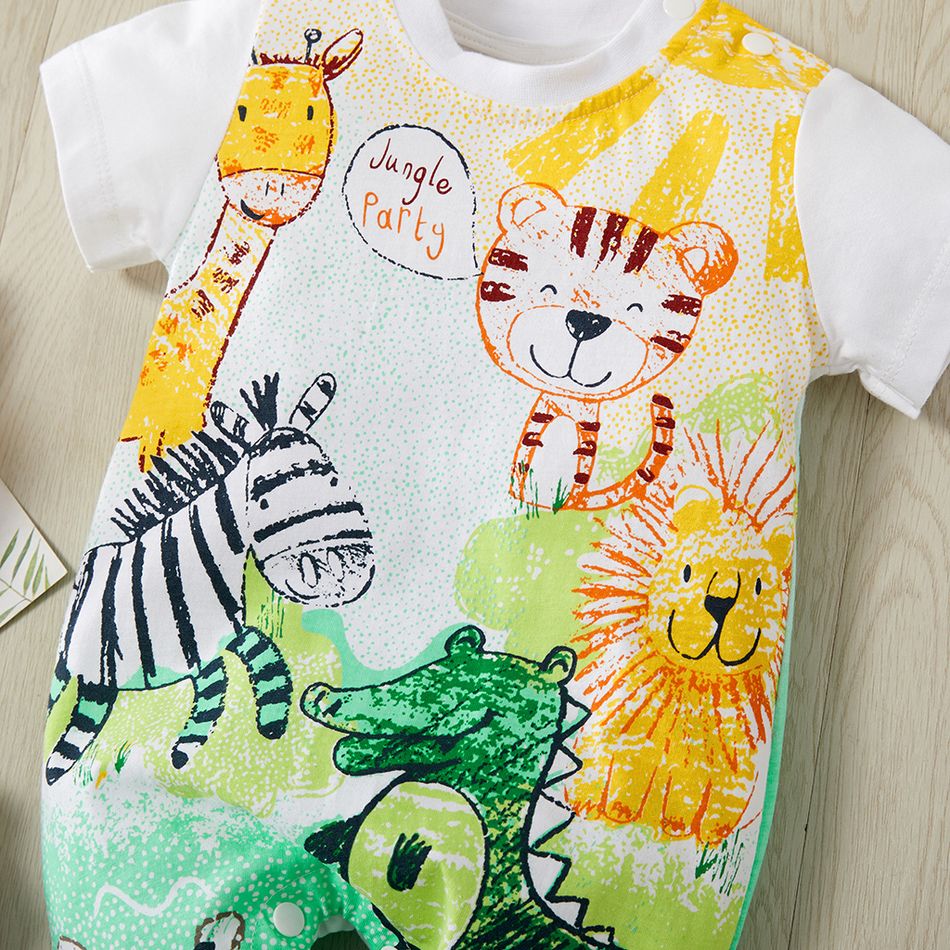 100% Cotton Animal Print Short-sleeve Baby Romper Multi-color big image 4